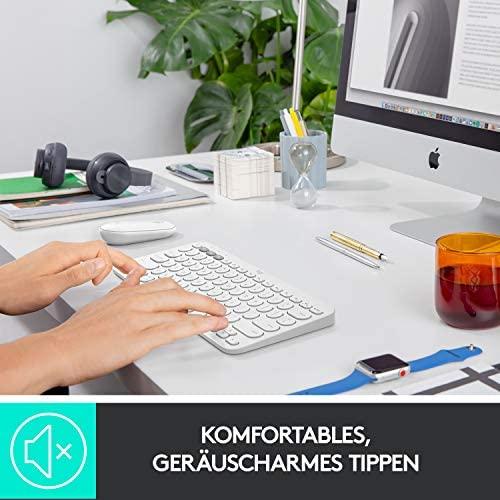 Belaidė Multi-Device Bluetooth Klaviatūra Logitech K380, DE išdėstymas, Balta