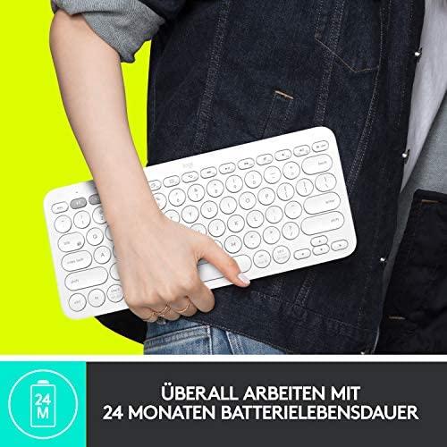 Belaidė Multi-Device Bluetooth Klaviatūra Logitech K380, DE išdėstymas, Balta