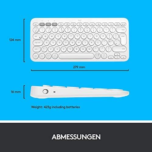Belaidė Multi-Device Bluetooth Klaviatūra Logitech K380, DE išdėstymas, Balta
