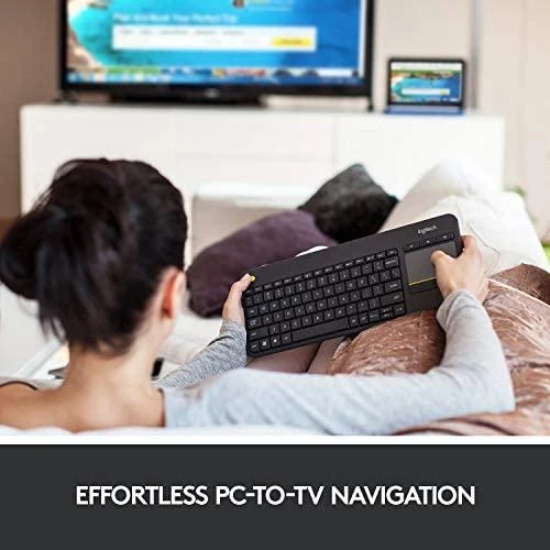 Belaidė klaviatūra Logitech K400 Plus su jutikliniu kilimėliu, US išdėstymas, Juoda