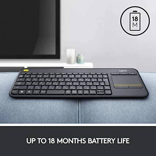 Belaidė klaviatūra Logitech K400 Plus su jutikliniu kilimėliu, US išdėstymas, Juoda