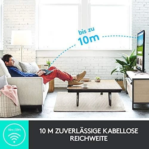 Belaidė klaviatūra Logitech K400 Plus su jutikliniu kilimėliu, DE išdėstymas, Juoda