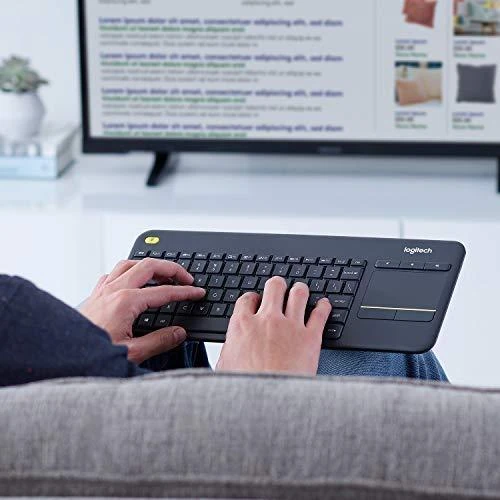 Belaidė klaviatūra Logitech K400 Plus su jutikliniu kilimėliu, DE išdėstymas, Juoda