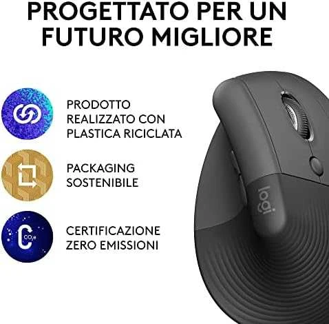 Belaidė pelė Logitech Lift, Grafito spalvos