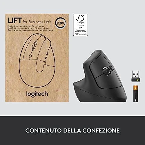 Pelė LOGITECH LIFT verslui LEFT - GRAPHITE / Juodas - EMEA