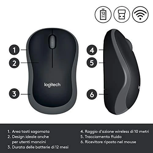 Bevielė pelė Logitech M185 pilka