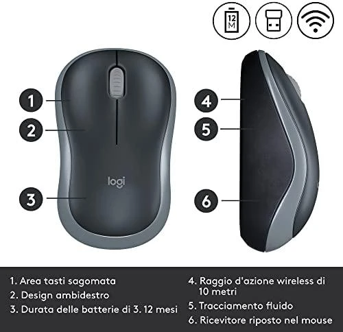 Bevielė pelė Logitech M185 pilka