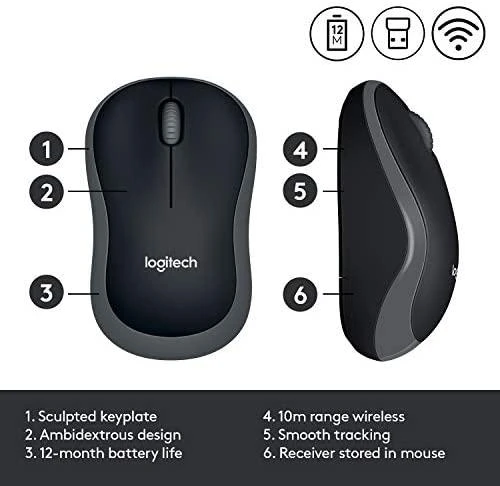 Bevielė pelė Logitech M185 pilka