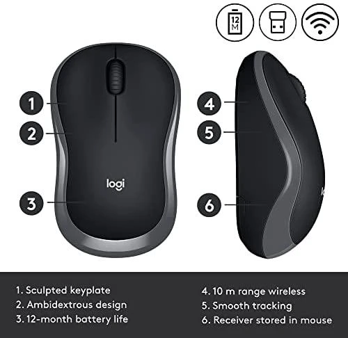 Bevielė pelė Logitech M185 pilka