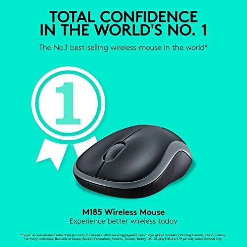 Bevielė pelė Logitech M185 pilka