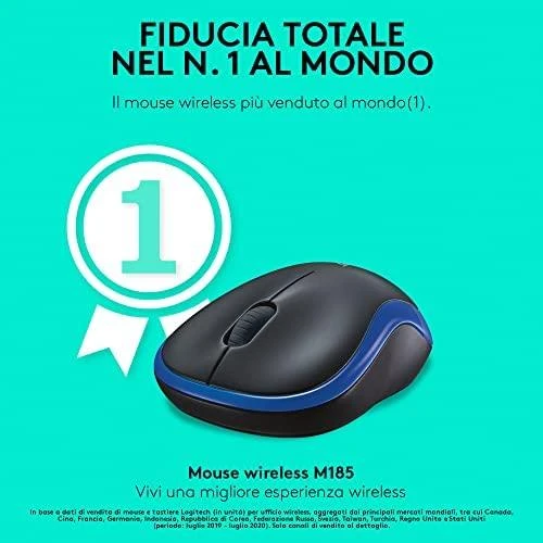 Bevielė pelė Logitech M185, Mėlyna