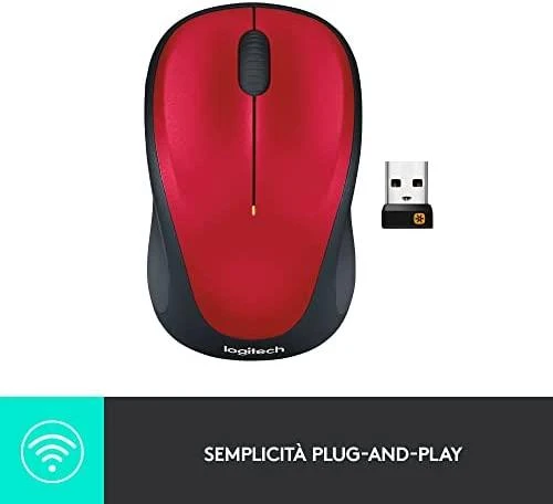 Optinė belaidė pelė Logitech M235, raudona, 910-002496
