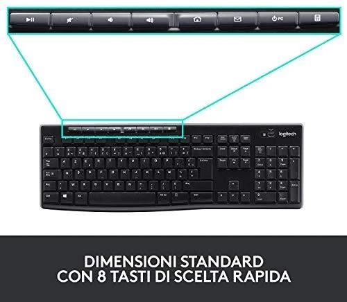 Logitech MK270 klaviatūra Radijo dažnio belaidė QWERTY Italų kalba Juoda