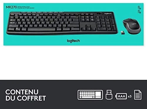 Belaidis klaviatūros ir pelės rinkinys Logitech MK270, Prancūzų išdėstymas