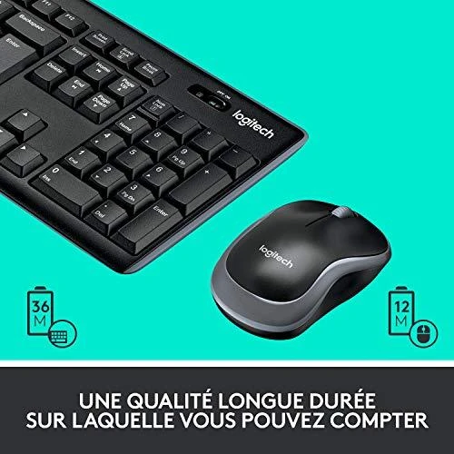 Belaidis klaviatūros ir pelės rinkinys Logitech MK270, Prancūzų išdėstymas
