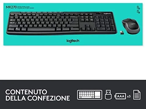 Logitech MK270 klaviatūra Radijo dažnio belaidė QWERTY Italų kalba Juoda