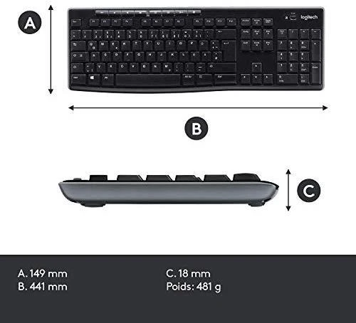 Belaidis klaviatūros ir pelės rinkinys Logitech MK270, Prancūzų išdėstymas