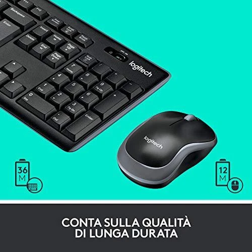Logitech MK270 klaviatūra Radijo dažnio belaidė QWERTY Italų kalba Juoda