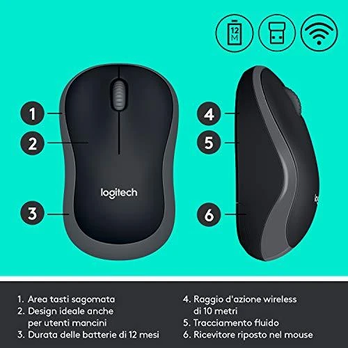 Logitech MK270 klaviatūra Radijo dažnio belaidė QWERTY Italų kalba Juoda