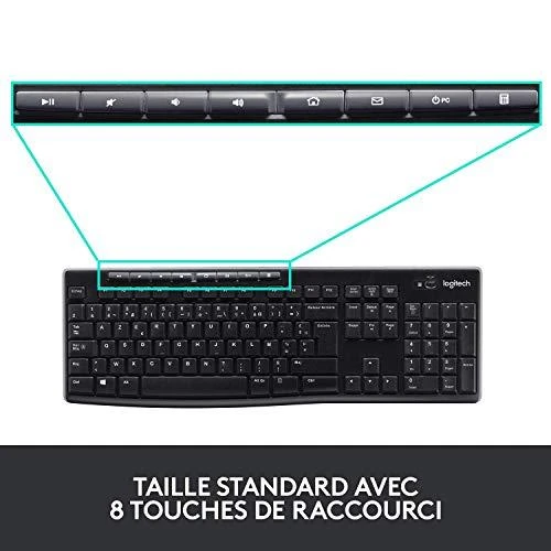 Belaidis klaviatūros ir pelės rinkinys Logitech MK270, Prancūzų išdėstymas