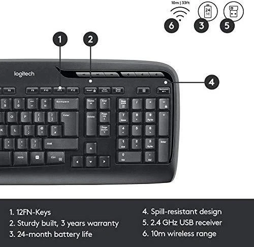 Klaviatūra Logitech WIRELESS DESKTOP MK330 - UK LAY-OUT