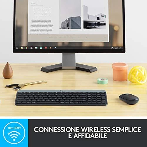 Logitech MK470 Slim Wireless Combo, belaidė klaviatūra ir pelė, DE išdėstymas, Grafito spalvos
