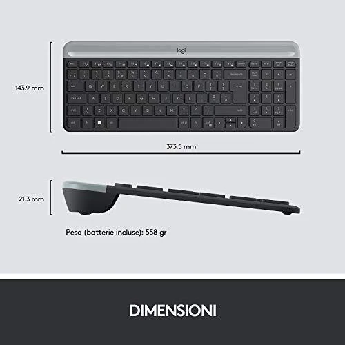 Logitech MK470 Slim Wireless Combo, belaidė klaviatūra ir pelė, DE išdėstymas, Grafito spalvos