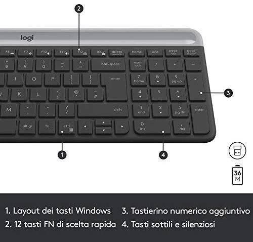 Logitech MK470 Slim Wireless Combo, belaidė klaviatūra ir pelė, DE išdėstymas, Grafito spalvos