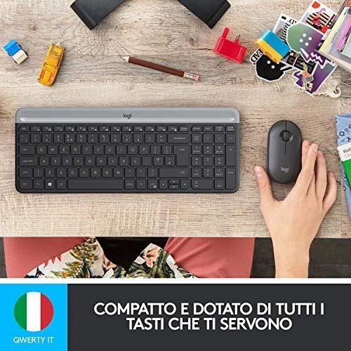 Logitech MK470 Slim Wireless Combo, belaidė klaviatūra ir pelė, DE išdėstymas, Grafito spalvos