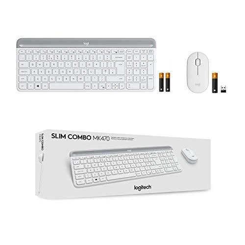Logitech MK470 Slim Wireless Combo, belaidė klaviatūra ir pelė, DE išdėstymas, Balta