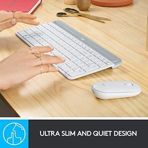 Logitech MK470 Slim Wireless Combo, belaidė klaviatūra ir pelė, DE išdėstymas, Balta