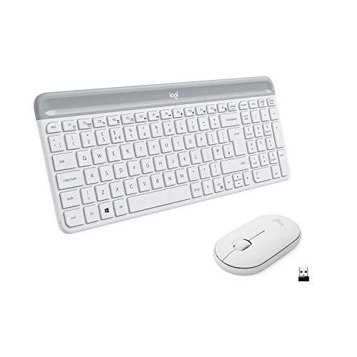 Logitech MK470 Slim Wireless Combo, belaidė klaviatūra ir pelė, DE išdėstymas, Balta