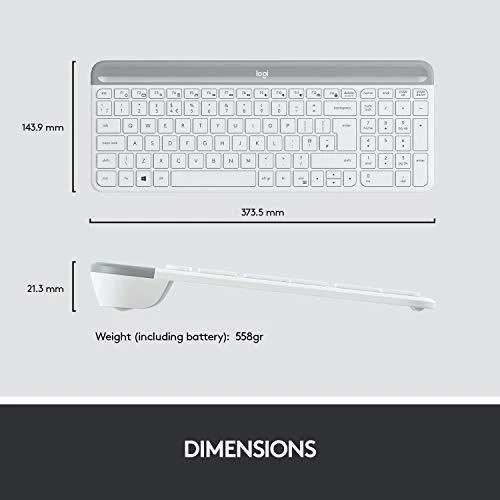 Logitech MK470 Slim Wireless Combo, belaidė klaviatūra ir pelė, DE išdėstymas, Balta