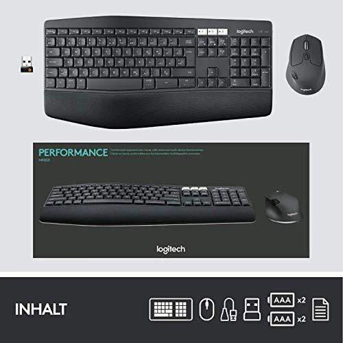 Belaidė klaviatūra ir pele Logitech MK850 Performance, Išdėstymas: Vokiečių (Qwerty): 920-008221