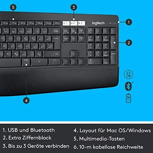 Belaidė klaviatūra ir pele Logitech MK850 Performance, Išdėstymas: Vokiečių (Qwerty): 920-008221