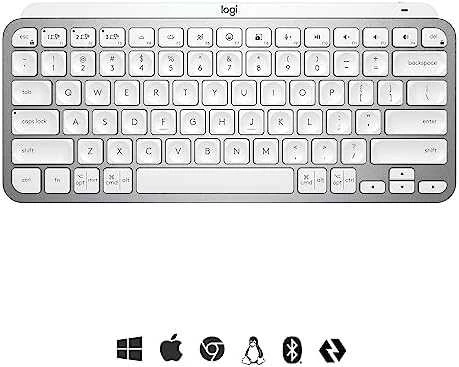 Minimalistinė Belaidė Klaviatūra su apašvietimu Logitech MX Keys Mini, Pilkos spalvos, US tarptautinis (Qwerty) išdėstymas