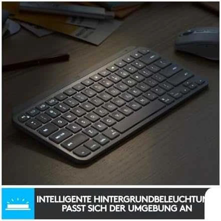Minimalistinė Belaidė Klaviatūra su apašvietimu Logitech MX Keys Mini, Grafito spalvos, Šveicarų (Qwertz) išdėstymas