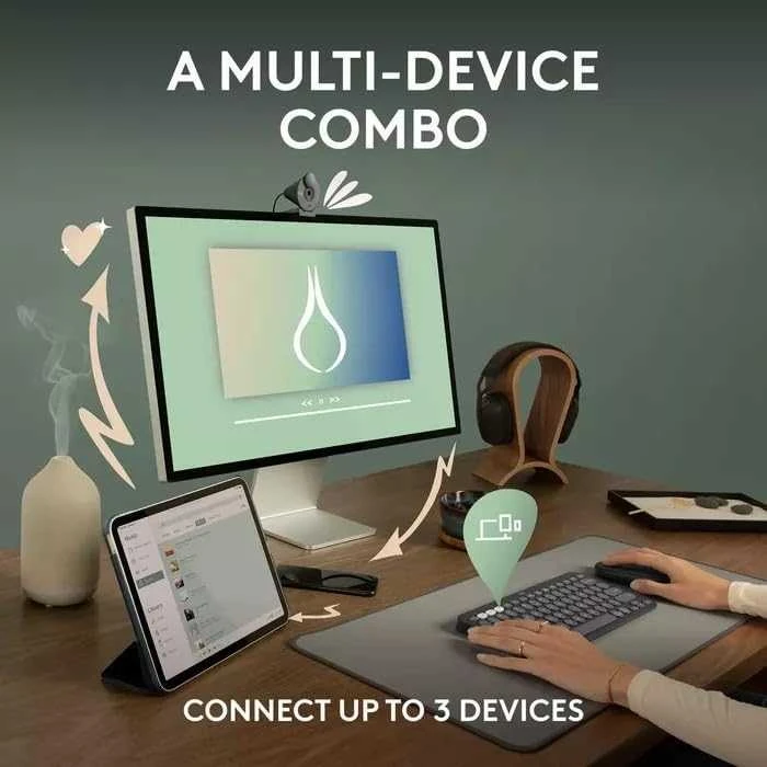 Klaviatūra ir pelė Logitech Pebble 2 Combo, baltos spalvos