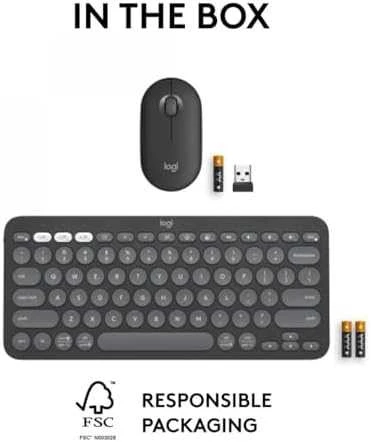 Klaviatūra ir pelė Logitech Pebble 2 Combo for Mac, grafito spalvos, US išdėstymas