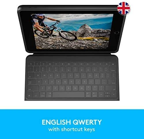 Planšetinio kompiuterio dėklas Logitech Rugged Folio, Anglų kalba (JK), C tipo USB, Pilkos spalvos