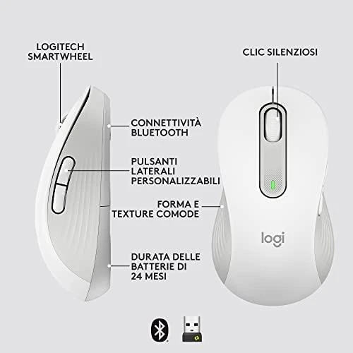 Belaidė pelė Logitech Signature M650 L Left, baltos spalvos