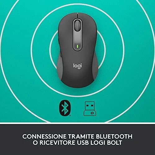 LOGITECH Signature M650 verslui Optinė pelė 5 mygtukai wireless Bluetooth 2.4 GHz Bolt USB receiver graphite