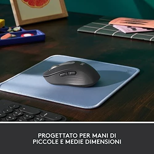 LOGITECH Signature M650 verslui Optinė pelė 5 mygtukai wireless Bluetooth 2.4 GHz Bolt USB receiver graphite