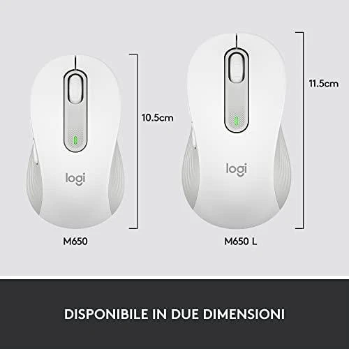 LOGITECH Signature M650 verslui Pelė wireless Bluetooth 2.4 GHz Bolt USB receiver off-baltas