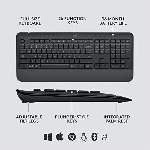 Klaviatūra „Logitech“ klaviatūros ir pelės rinkinys MK650 - grafito spalvos