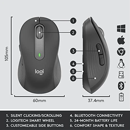 Klaviatūra „Logitech“ klaviatūros ir pelės rinkinys MK650 - grafito spalvos