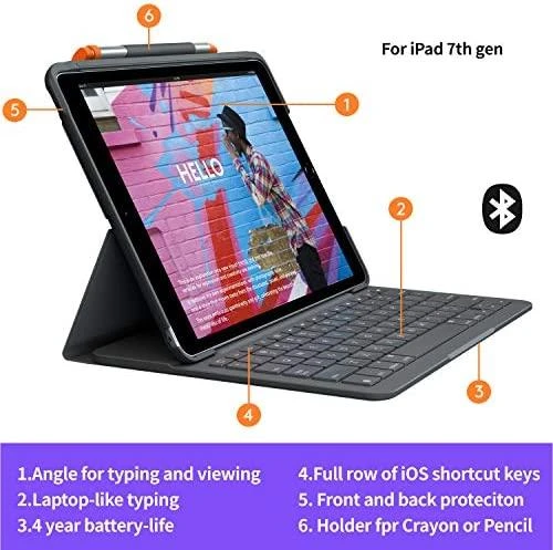 Klaviatūra LOGITECH Slim Folio, skirtas iPad (7, 8 ir 9 gen.) – BT – GRAPHITE – NORDIC