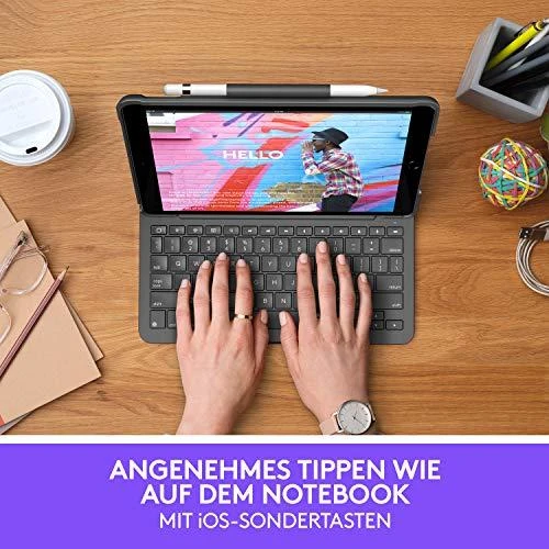 Logitech Slim Folio QWERTZ Vokiečių Grafitas „Bluetooth“