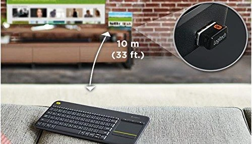 Belaidė klaviatūra Logitech K400 Plus su jutikliniu kilimėliu, DE išdėstymas, Juoda