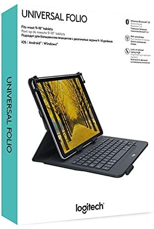 Logitech Dėklas 9-10 col. planšetei Universal Folio (juodas) su klaviatūra
